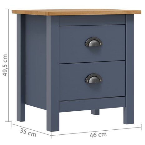 Nachtkastjes 2 st Hill 46x35x49,5 cm grenenhout grijs 8719883909752 5