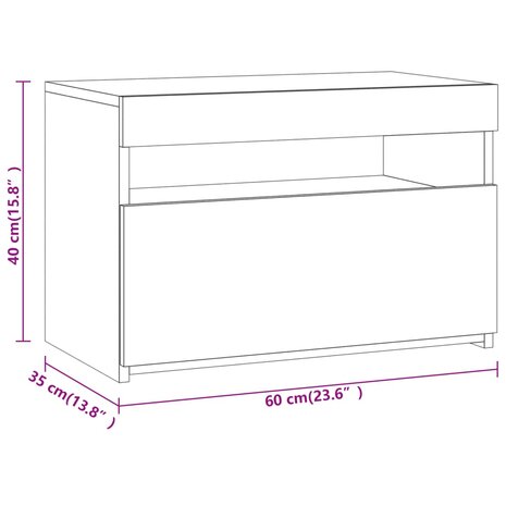 Nachtkastjes 2 st met LED-verlichting 60x35x40 cm gerookt eiken 8720845649753 11