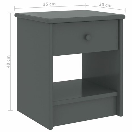 Nachtkastje 35x30x40 cm massief grenenhout donkergrijs 8720286230671 6