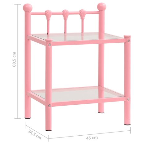 Nachtkastje 45x34,5x60,5 cm metaal en glas roze en transparant 8720286163900 6