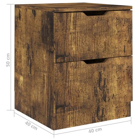 Nachtkastjes 2 st 40x40x50 cm bewerkt hout gerookt eikenkleurig 8720286343388 7