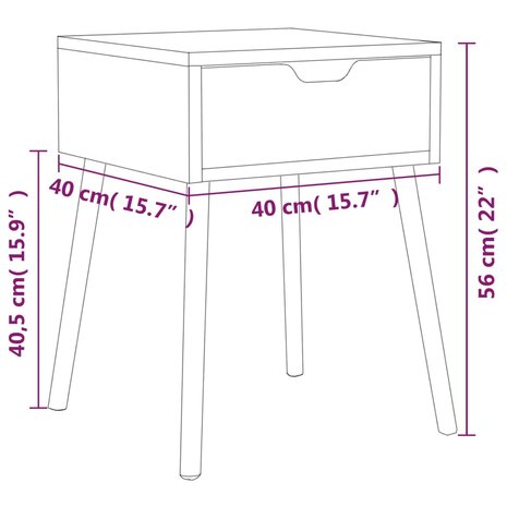 Nachtkastje 40x40x56 cm bewerkt hout hoogglans wit 8720286344057 10