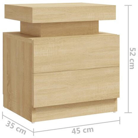 Nachtkastje 45x35x52 cm bewerkt hout sonoma eikenkleurig 8720286344507 7