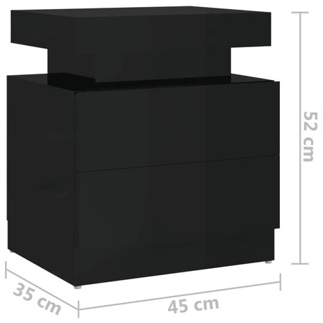 Nachtkastje 45x35x52 cm spaanplaat hoogglans zwart 8720286344545 7