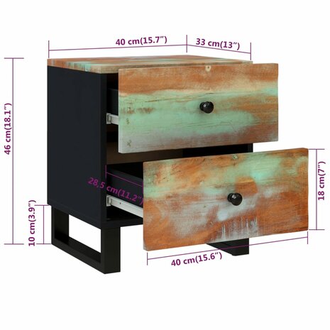 Nachtkastje 40x33x46 cm massief gerecycled hout 8720287124290 10