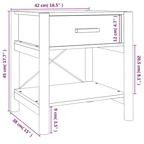 Nachtkastjes 2 st 42x38x45 cm bewerkt hout wit 8720287102786 9