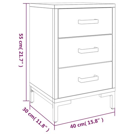 Nachtkastje 40x30x55 cm gerecycled massief grenenhout 8720287202660 9