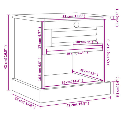 Nachtkastje VIGO 42x35x42 cm massief grenenhout 8720845845681 9