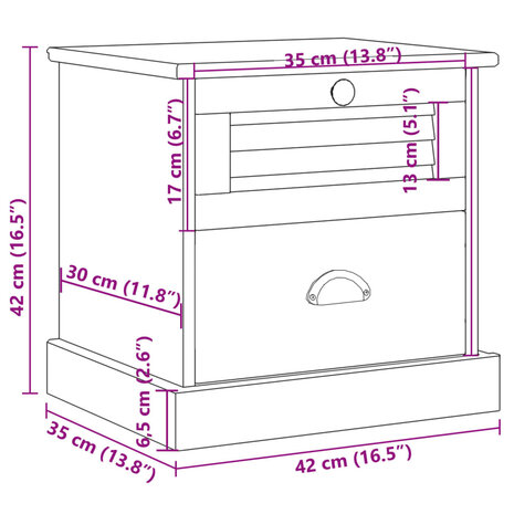 Nachtkastje VIGO 42x35x42 cm massief grenenhout 8720845845711 9