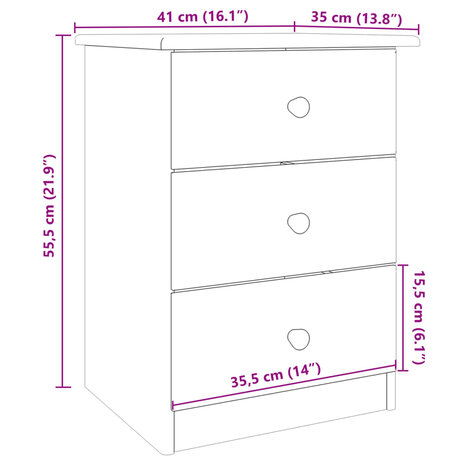 Nachtkastje ALTA 41x35x55,5 cm massief grenenhout 8720845886516 8