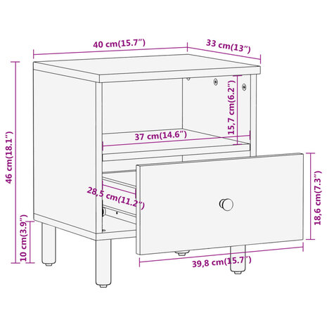 Nachtkastjes 2 st 40x33x46 cm massief acaciahout 8720845422806 12