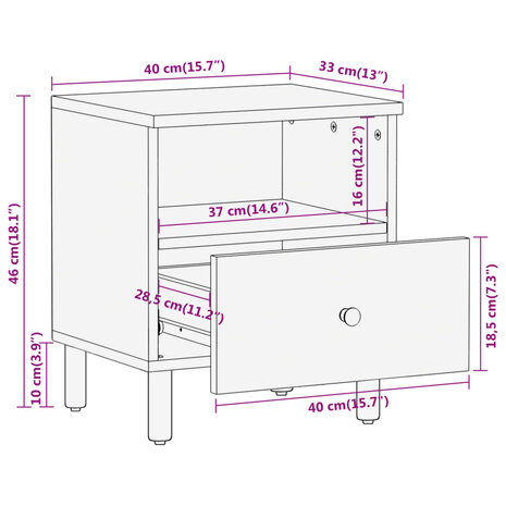 Nachtkastjes 2 st 40x33x46 cm massief mangohout 8720845423162 11