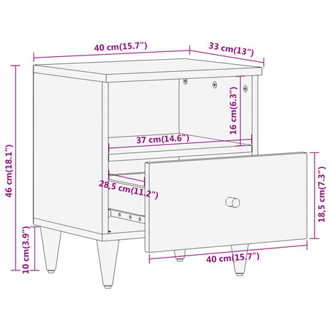 Nachtkastjes 2 st 40x33x46 cm massief mangohout 8721012108134 11