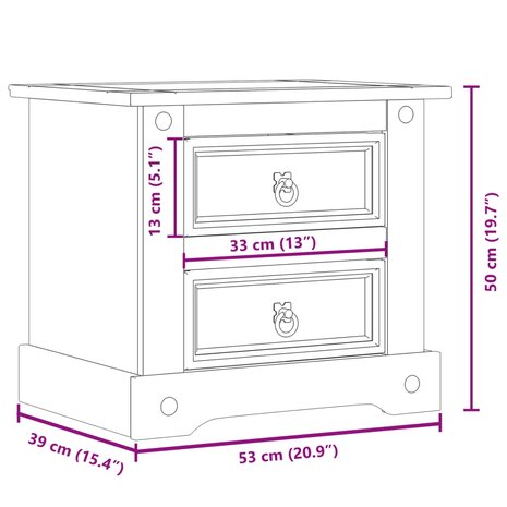 Nachtkastje Corona 53x39x50 cm massief grenenhout 8721012878983 9