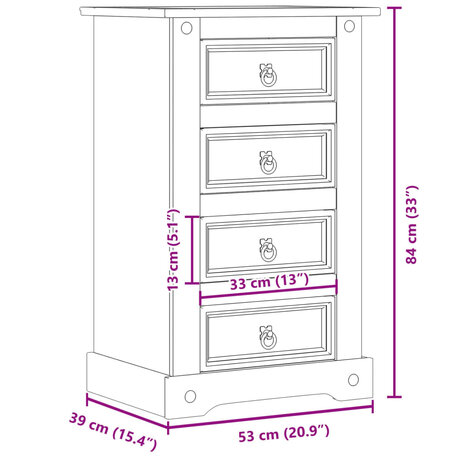 Nachtkastje Corona 53x39x84 cm massief grenenhout 8721012879003 9