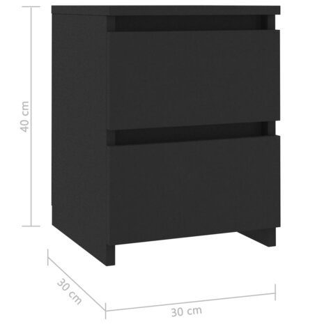 Nachtkastjes 2 st 30x30x40 cm bewerkt hout zwart 8719883739137 7