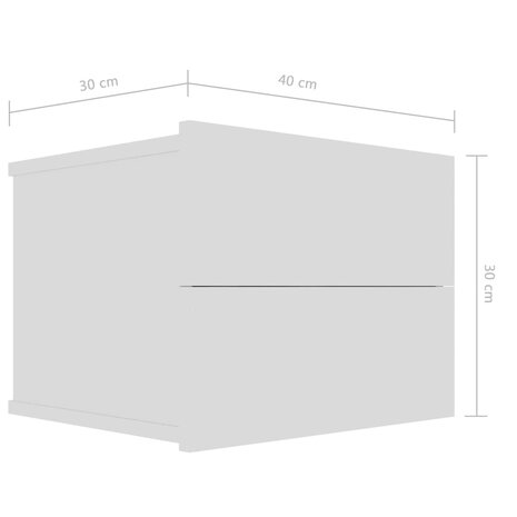 Nachtkastje 40x30x30 cm bewerkt hout wit 8719883816487 7