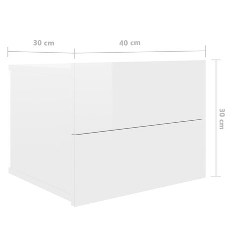 Nachtkastje 40x30x30 cm bewerkt hout hoogglans wit 8719883816609 7