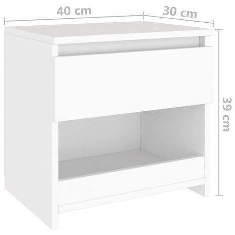 Nachtkastje 40x30x39 cm bewerkt hout wit 8720286352892 7