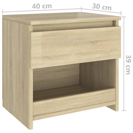 Nachtkastje 40x30x39 cm bewerkt hout sonoma eikenkleurig 8720286352953 7