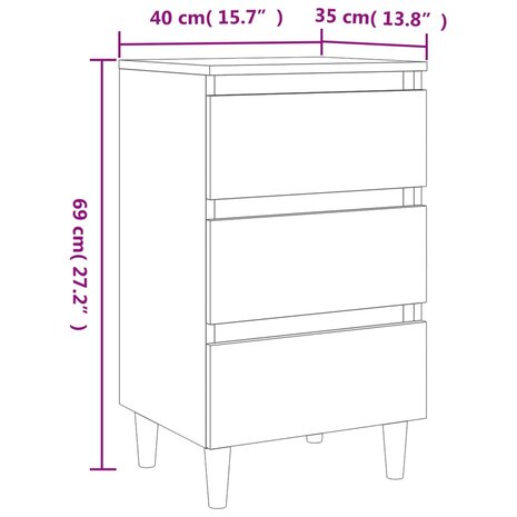 Nachtkastje met houten poten 40x35x69 cm sonoma eikenkleurig 8720286357026 9