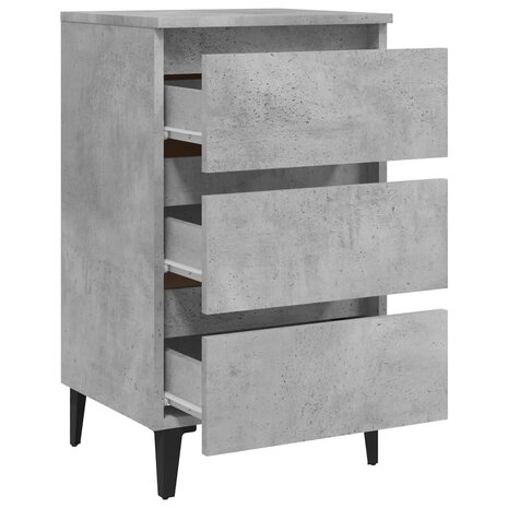 Nachtkastjes 2 st met metalen poten 40x35x69 cm betongrijs 8720286357231 6