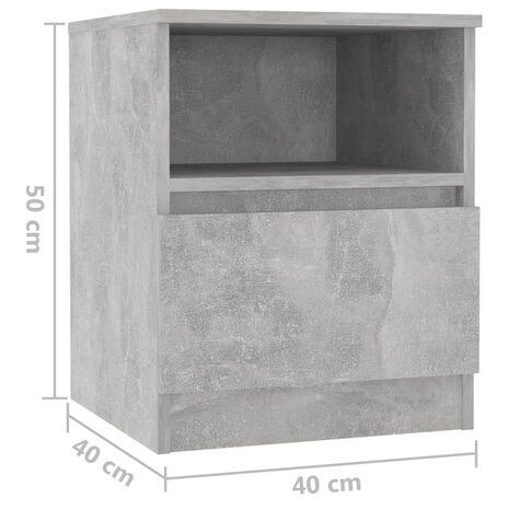 Nachtkastje 40x40x50 cm bewerkt hout betongrijs 8720286557709 7