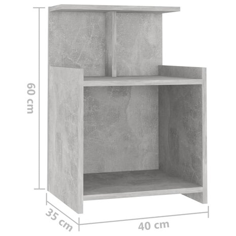 Nachtkastjes 2 st 40x35x60 cm bewerkt hout betongrijs 8720286557891 7