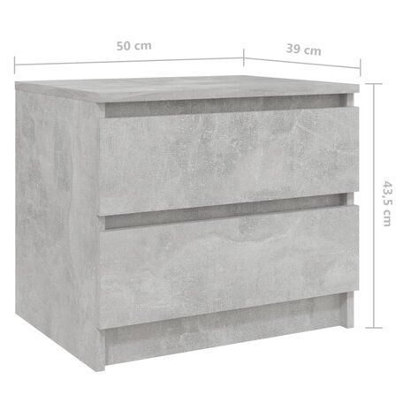 Nachtkastje 50x39x43,5 cm bewerkt hout betongrijs 8720286558065 6