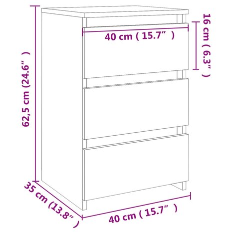 Nachtkastje 40x35x62,5 cm spaanplaat sonoma eikenkleurig 8720286558225 8