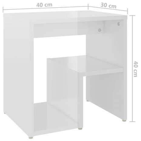 Nachtkastje 40x30x40 cm bewerkt hout hoogglans wit 8720286558461 6