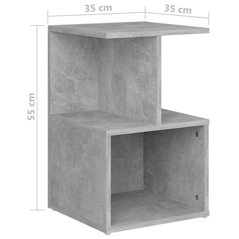 Nachtkastje 35x35x55 cm bewerkt hout betongrijs 8720286558607 6