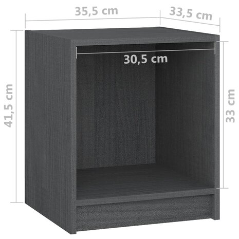 Nachtkastjes 2st 35,5x33,5x41,5 cm massief grenenhout grijs 8720286772539 9