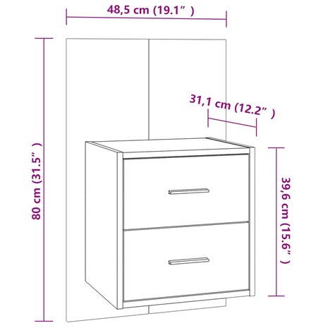 Nachtkastje wandgemonteerd wit 8720286964200 8