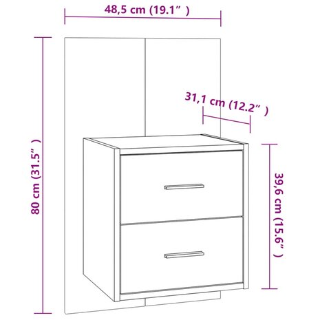 Nachtkastje wandgemonteerd sonoma eikenkleurig 8720286964248 8