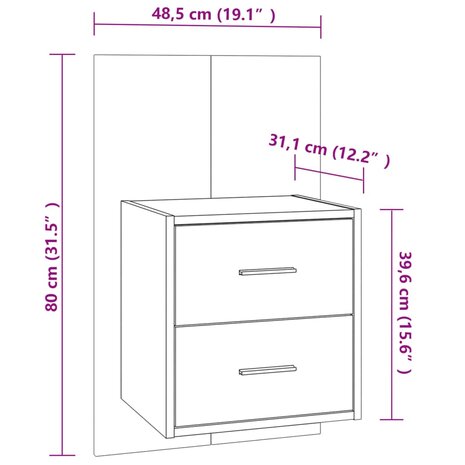 Nachtkastje wandgemonteerd betongrijs 8720286964262 8