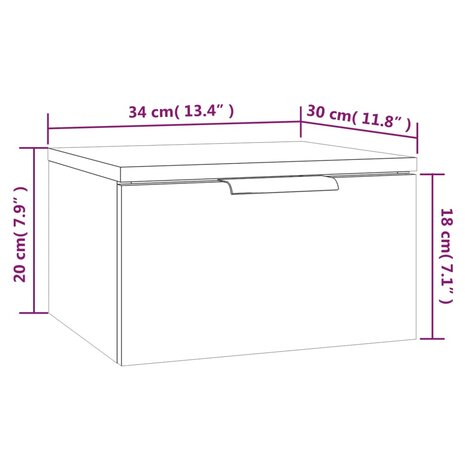 Nachtkastjes 2 st wandgemonteerd 34x30x20 cm wit 8720287079385 12