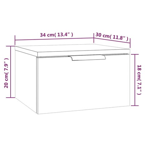 Nachtkastjes 2 st wandgemonteerd 34x30x20 cm betongrijs 8720287079446 12