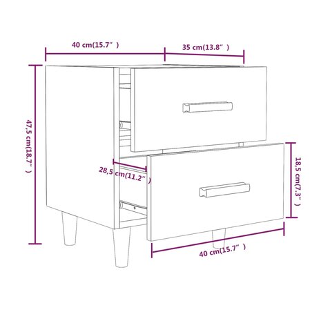 Nachtkastje 40x35x47,5 cm sonoma eikenkleurig 8720286971499 7