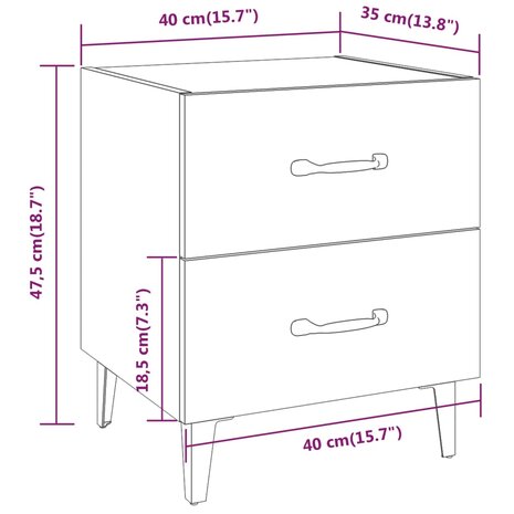 Nachtkastjes 2 st 40x35x47,5 cm wit 8720286971567 8