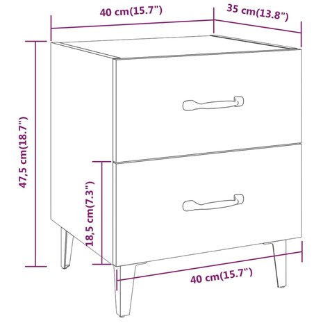 Nachtkastje 40x35x47,5 cm sonoma eikenkleurig 8720286971598 7