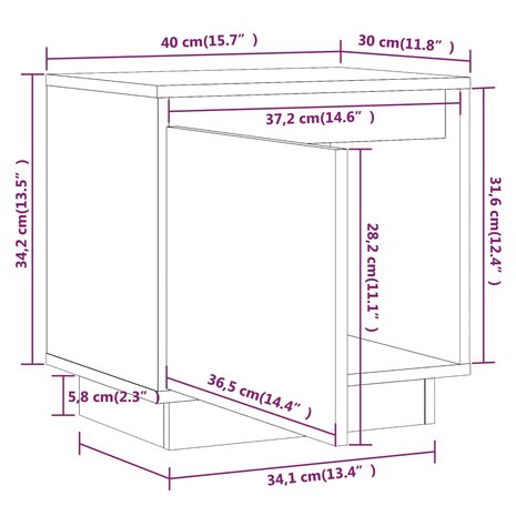 Nachtkastjes 2 st 40x30x40 cm massief grenenhout 8720286840030 11