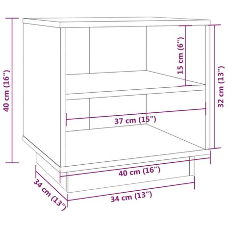 Nachtkastje 40x34x40 cm massief grenenhout zwart 8720286841594 8