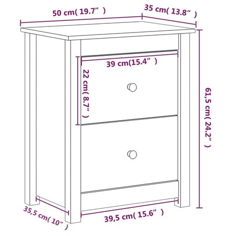 Nachtkastje 50x35x61,5 cm massief grenenhout honingbruin 8720286921760 10