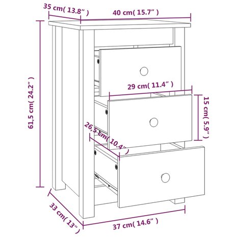 Nachtkastjes 2 st 40x35x61,5 cm massief grenenhout wit 8720286921937 11