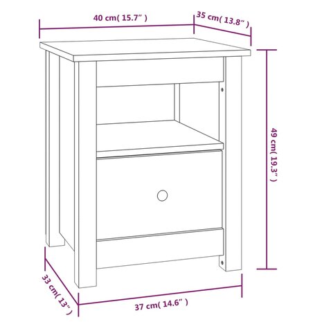 Nachtkastje 40x35x49 cm massief grenenhout wit 8720286922026 9