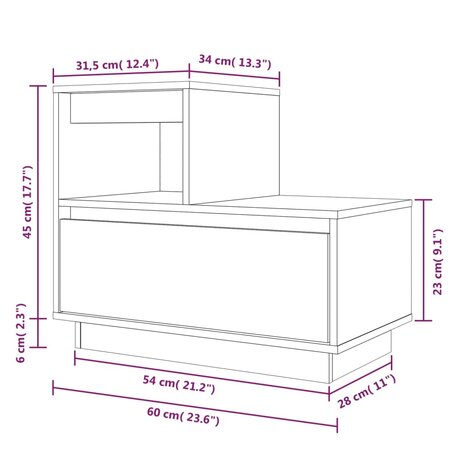 Nachtkastje 60x34x51 cm massief grenenhout honingbruin 8720286923610 10