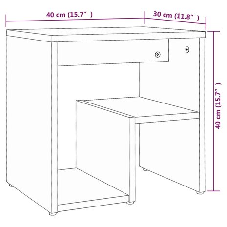 Nachtkastjes 2 st 40x30x40 cm bewerkt hout gerookt eikenkleurig 8720286932407 8