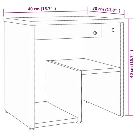 Nachtkastjes 2 st 40x30x40 cm bewerkt hout grijs sonoma eiken 8720286932421 8