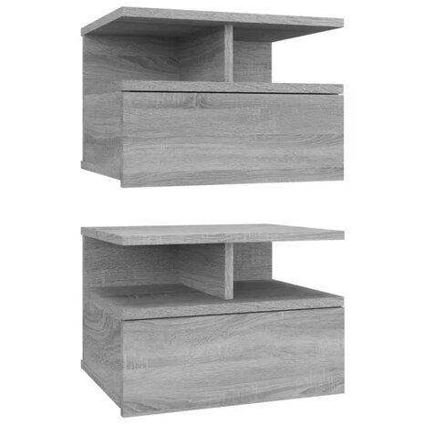 Nachtkastjes 2 st zwevend 40x31x27 cm bewerkt hout grijs sonoma 8720286975473 2